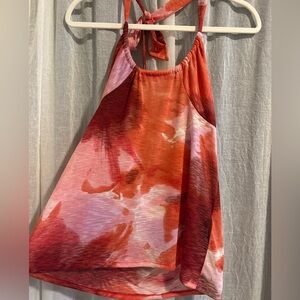 Vibrant Red Orange Purple Pink Tie Halter  Top